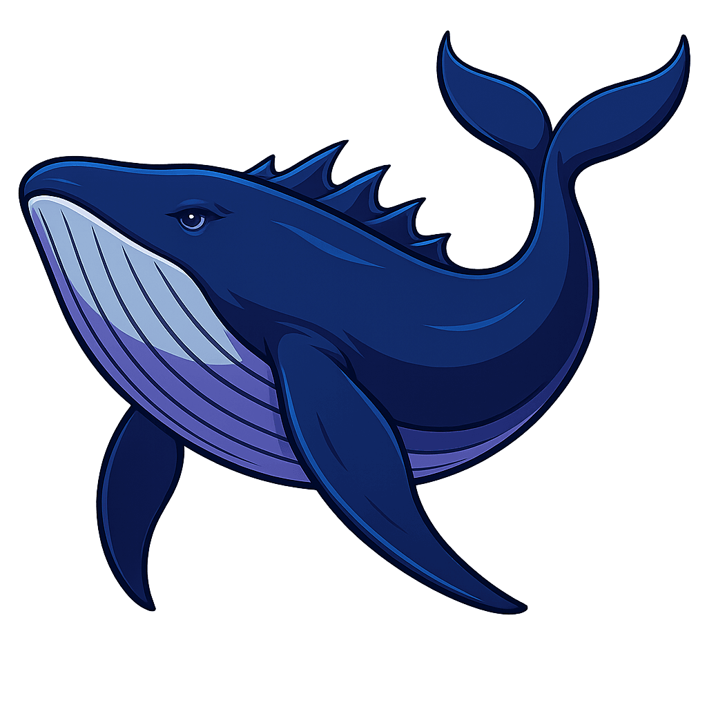 The Deep 4 leviathan whale in a majestic, composed, authoritative pose with deep indigo and violet colouring.